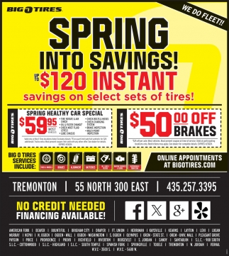 Spring Into Savings!, Big O Tires, Tremonton, UT