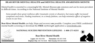 Mental Health Awareness Month Bear River Mental Health Logan Ut